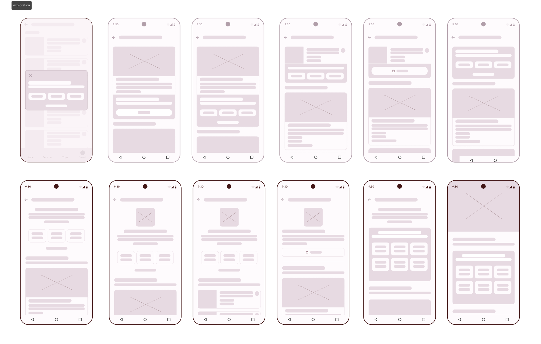 wireframes showing different information architecture for the alternatve results display